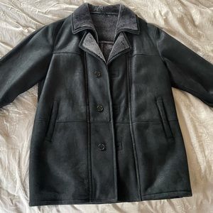 Men’s Leather Coat - handmade merino shearling